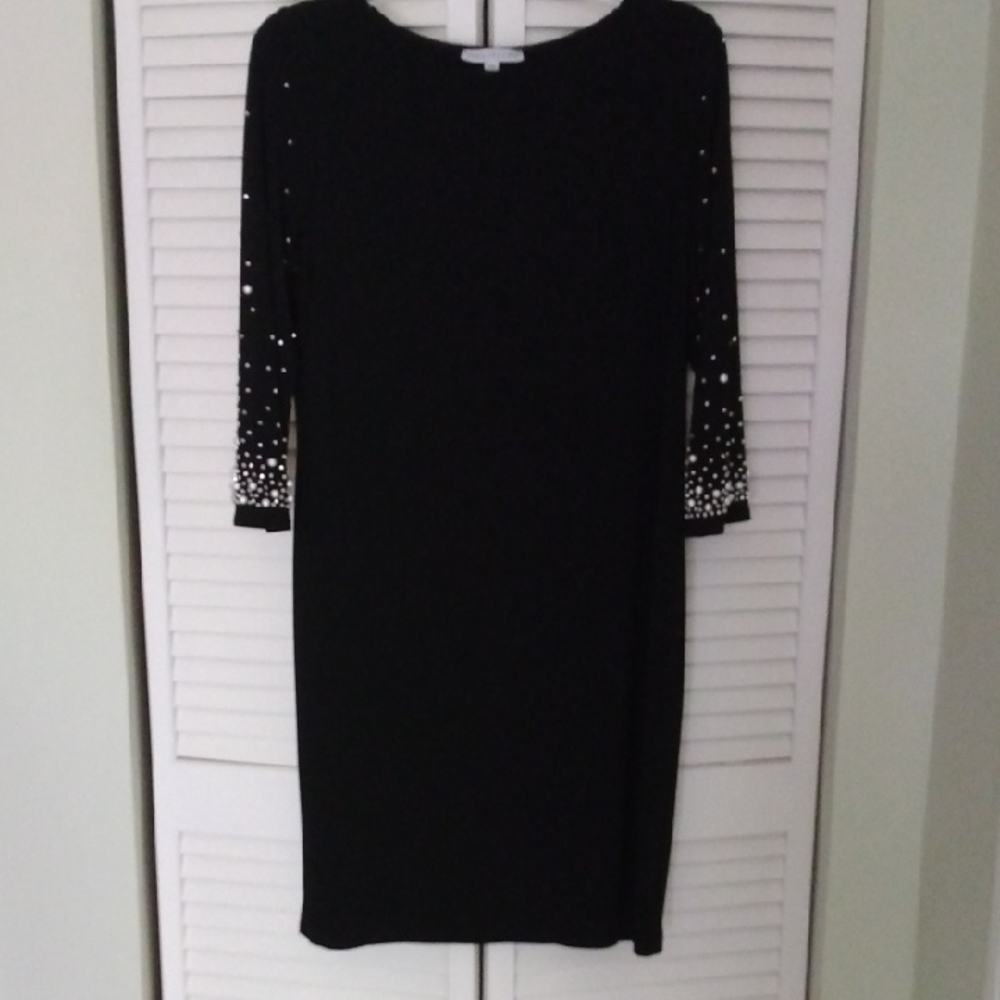 Annalee + Hope Black Sheath Dress with 3/4 Sleeves